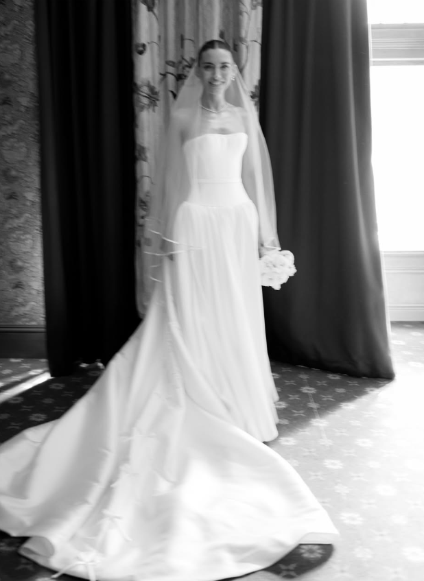 Simple A Line Strapless Corset White Satin Long Wedding Dress SH8255
