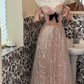 Princess A Line Puff Sequin Velvet Tulle 18th Birthday Dress Prom Dress SH3846