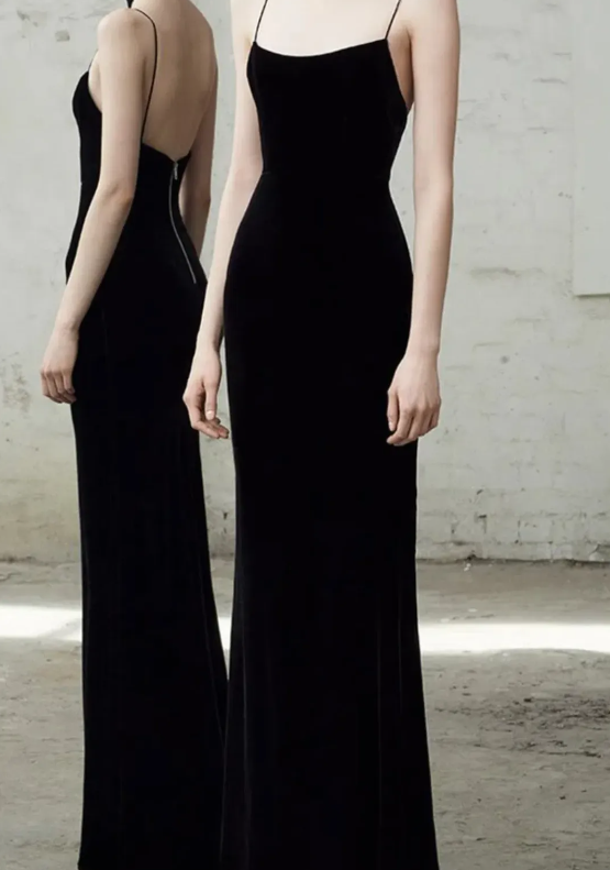 Spaghetti Straps Black Mermaid Evening Dress, Formal Prom Dress H3524