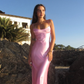 Pink Spaghetti Strap Long Prom Dress SH865