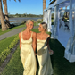 Light Yellow Satin Long Prom Dress Bridesmaid Dress Evening Dress SH923