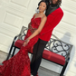 Red Strapless Sequin Mermaid Prom Dress Long Evening Dress SH934
