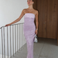 Elegant Sheath Strapless Pearl Beaded Satin Long Prom Dress Evening Dress SH1946