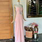 Light Pink Sheath Sweetheart Neck Rhinestone Chiffon Long Prom Dress Evening Dress SH2296