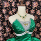 Vintage Ball Gown Strapless Bow Green Satin Prom Dress Sweet 16 Dress SH5771