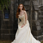 Retro Apricot A Line Strapless Pearl Beaded Satin Wedding Dress SH6088