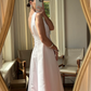 Gentle A Line Straps Light Pink Satin Prom Dress Wedding Guest Dress SH4427