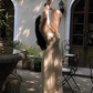 Elegant A Line Long Sleeve White Chiffon Long Prom Dress Party Dress SH4035
