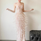 Exquisite Sheath Spaghetti Strap Beaded Tulle Prom Dress Evening Dress Party Dress SH4091