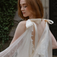 Vintage Ivory A Line Straps Lace Appliques Satin Long Wedding Dress SH6095
