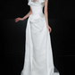 High-class Unique A Line Strapless White Satin Long Wedding Dress SH6629