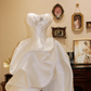 Cute A Line Strapless Pleated Satin Long Prom Dress Wedding Dress SH7406