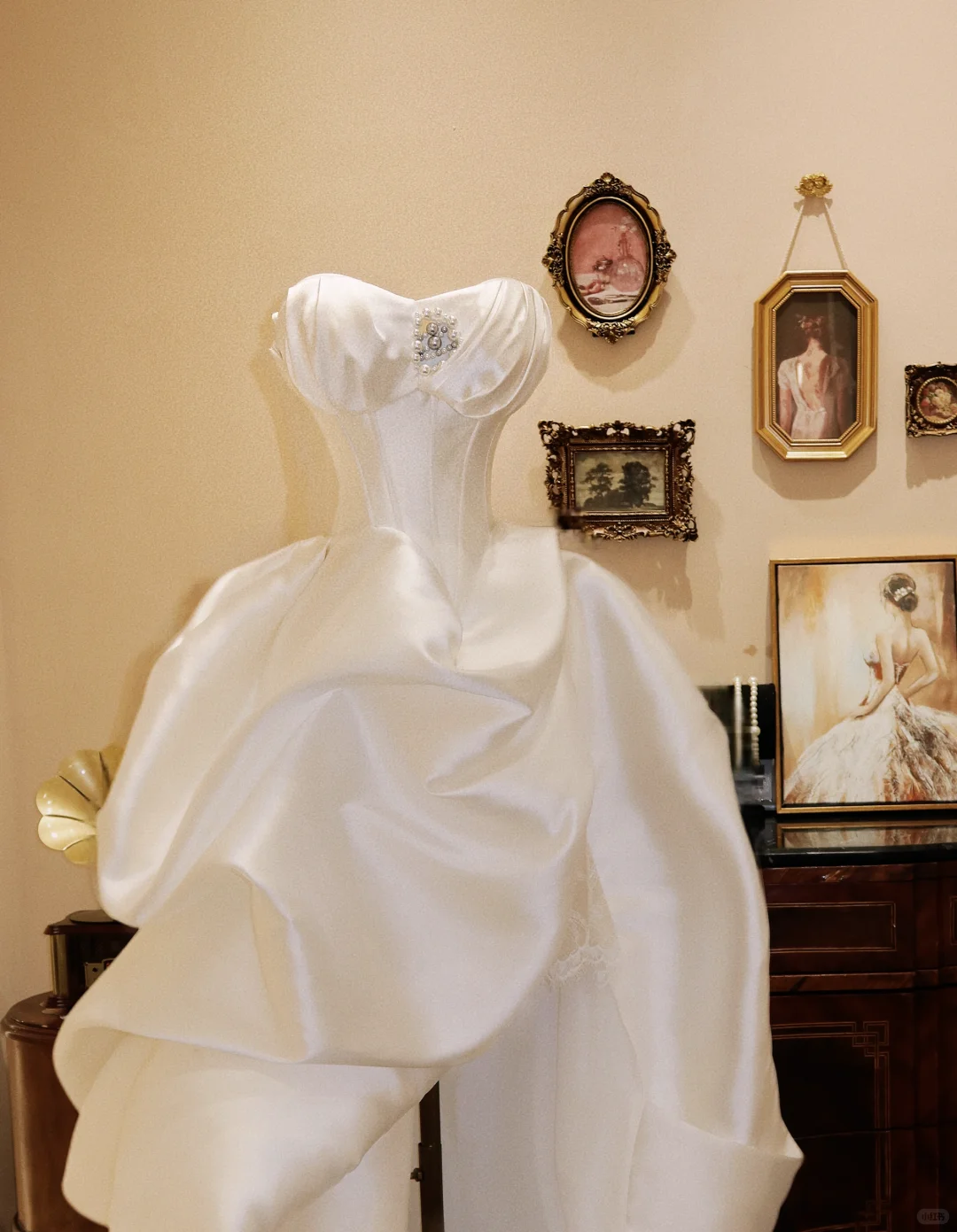 Cute A Line Strapless Pleated Satin Long Prom Dress Wedding Dress SH7406