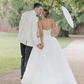 Pretty Ball Gown Strapless Simple White Satin Long Wedding Dress SH4144