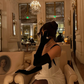 Sexy Black Bow Sheath Straps Corset White Satin Prom Dress Evening Dress with Slit SH5525