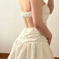 Cute A Line Strapless Ivory Satin Backless Short Prom Dress Homecoming Dress Outfits SH6850
