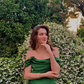 Off The Shoulder Green Slit Long Prom Dress，Pretty Evening Dress SH664
