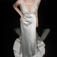 Romantic A Line V Neck 3D Floral Satin Tulle Long Wedding Dress SH5967