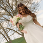Flowy White Organza A Line Off the Shoulder Wedding Dress SH6028