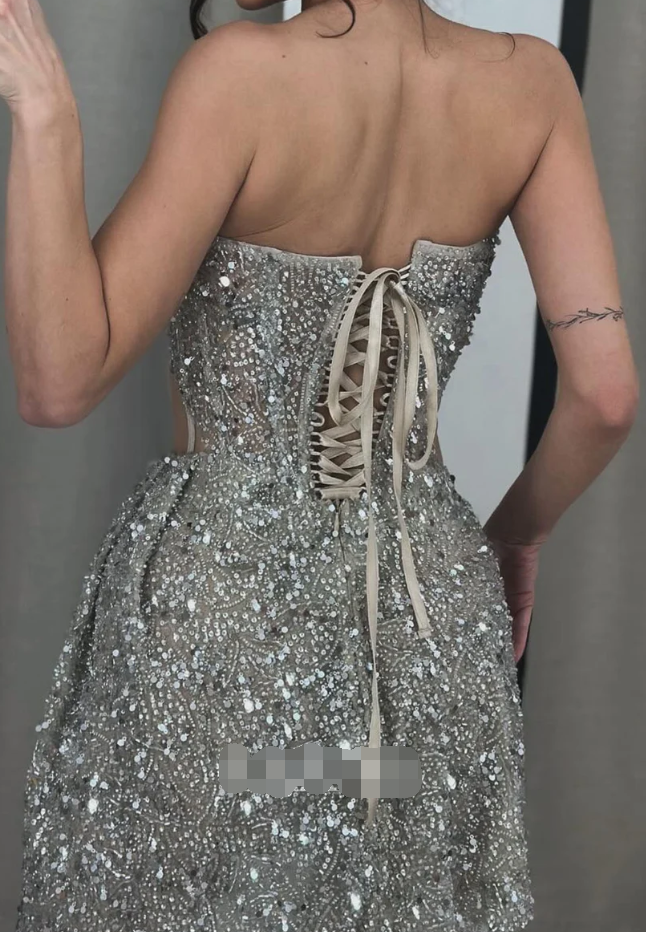 Luxurious A Line Sweetheart Neck Shiny Beaded Sequin Short Prom Dress Homecoming Dress SH8666