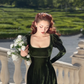 Vintage A Line Long Sleeve Green Velvet Short Prom Dress Homecoming Dress SH4227