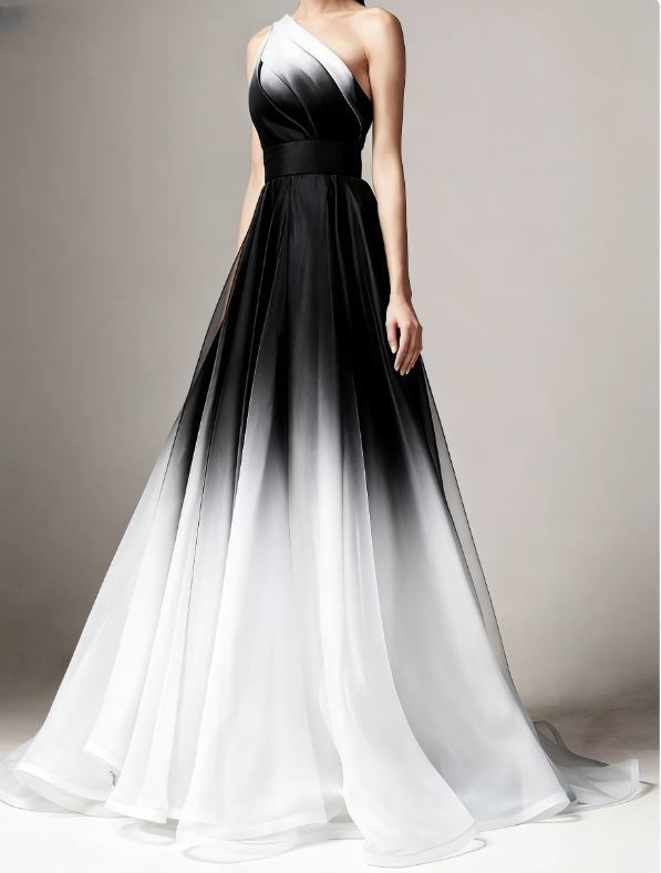 Blue Ombre One Shoulder Ruched Prom Dress K13 shinydress Blue Ombre One Shoulder Ruched Prom Dress K13 shinydress