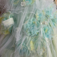 Green Ombre Ball Gown Spaghetti Strap Floral Tulle Long Prom Dress Evening Dress SH3718