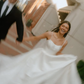 Charming A Line Spaghetti Strap White Satin Long Wedding Dress SH5955