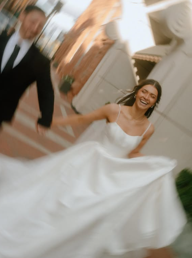 Charming A Line Spaghetti Strap White Satin Long Wedding Dress SH5955