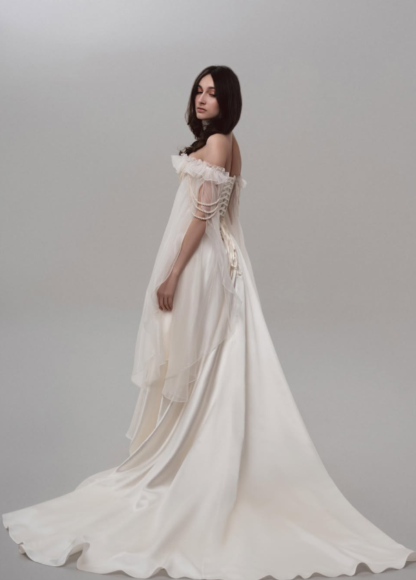 Dreamy Fairytale Ball Gown Exquisite Beaded Pearl White Satin Tulle Prom Dress Wedding Dress SH6682