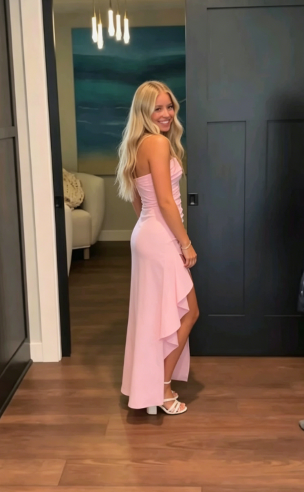 Pink Split Prom Dress Formal Graduation Gown SH1443
