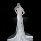 Classic Mermaid Long Sleeve White Lace Satin Long Wedding Dress SH5968