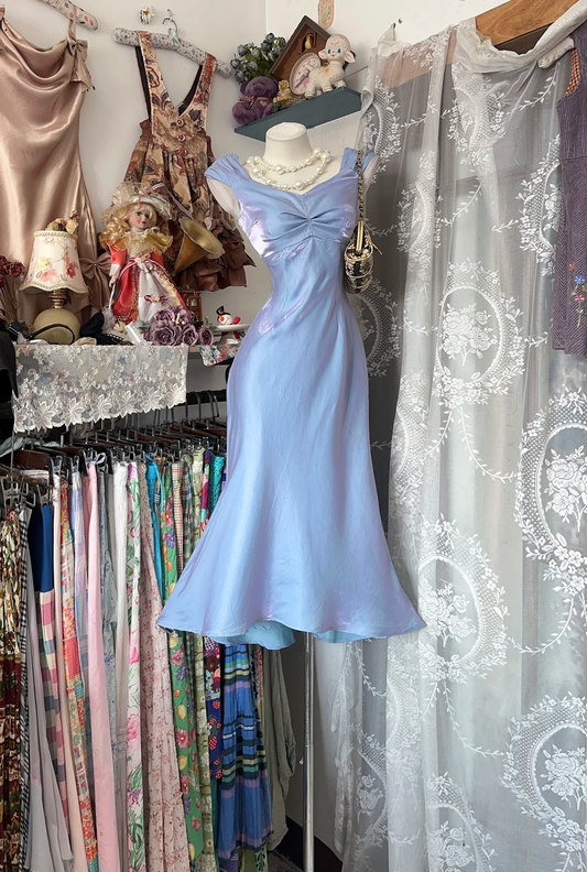 Vintage Purple Mermaid Straps Satin Short Prom Dress Homecoming Dress SH5248