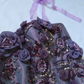 Vintage Purple A Line Strapless Flower Beaded Sequin Satin Tulle Prom Dress Gown SH2528