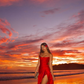 Red Mermaid Spaghetti Strap Ruffle Satin Open Back Prom Dress Vacation Dress with Slit SH4477
