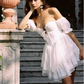 Classy White A Line Puff Layered Chiffon Short Homecoming Dress Vacation Dress SH4152