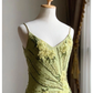 Vintage Mermaid Spaghetti Strap Beaded Flower Chiffon Party Dress Evening Dress SH3344