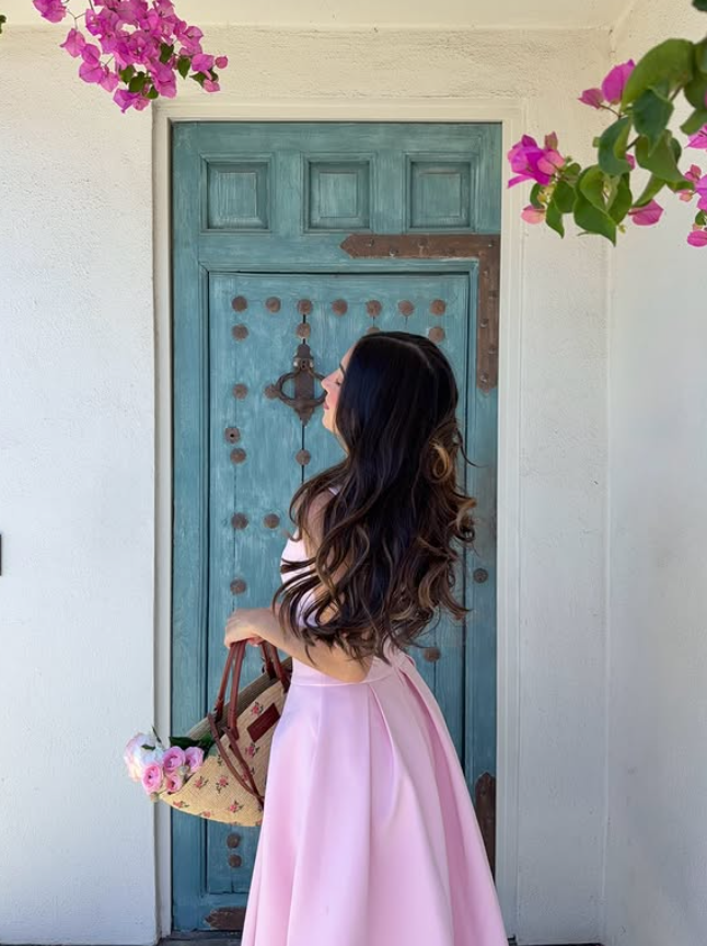 Princess Pink A Line Spaghetti Strap Simple Satin Prom Dress Vacation Dress SH6254