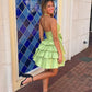 A Line Halter Tiered Ruffle Homecoming Dress with Bow SH5924
