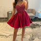 Satin Homecoming Dress with Beaded Corset Bodice and Sweetheart Neckline SH7924