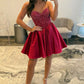 Satin Homecoming Dress with Beaded Corset Bodice and Sweetheart Neckline SH7924