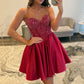 Satin Homecoming Dress with Beaded Corset Bodice and Sweetheart Neckline SH7924