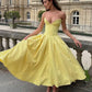 Elegant Yellow A Line Sweetheart Corset Satin Long Prom Dress Evening Dress SH1908