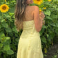 Simple A Line Strapless Yellow Plaid Short Mini Dress SH7877
