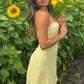 Simple A Line Strapless Yellow Plaid Short Mini Dress SH7877