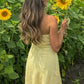 Simple A Line Strapless Yellow Plaid Short Mini Dress SH7877
