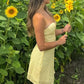 Simple A Line Strapless Yellow Plaid Short Mini Dress SH7877