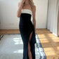 Stunning Sheath Strapless Black Long Prom Dress with Ruched SH7795