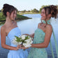 Simple Sheath Strapless Light Blue Short Homecoming Dress with Ruffles SH7849
