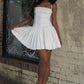 Simple White Spaghetti Straps A-Line Homecoming Dress with Structured Bodice SH7880